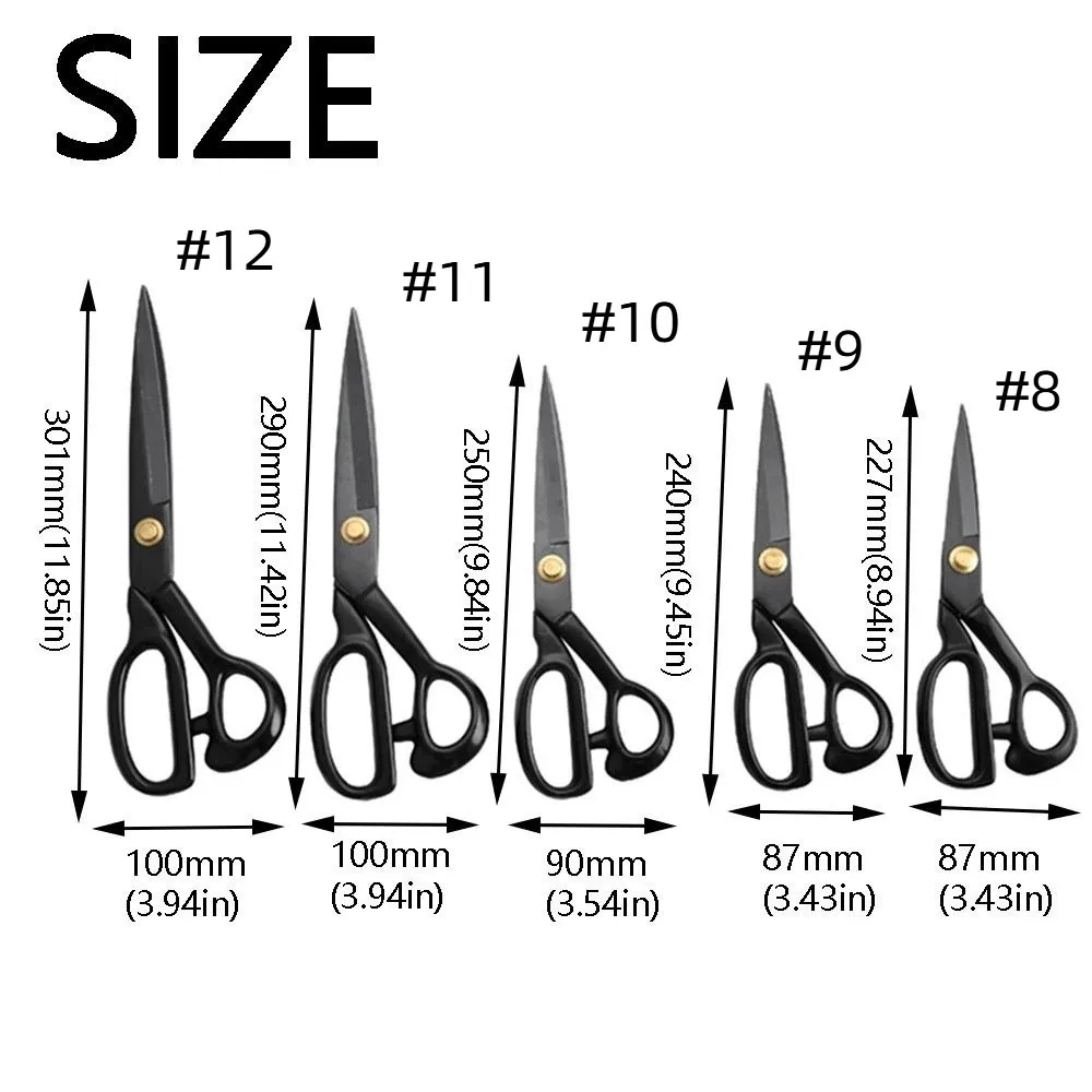 8-12 بوصة مقص خياط مريح الأسود الجلود قطع مقص الراحة قبضة التعامل مع مقص النسيج دائم الخياطة المنزلية #6
