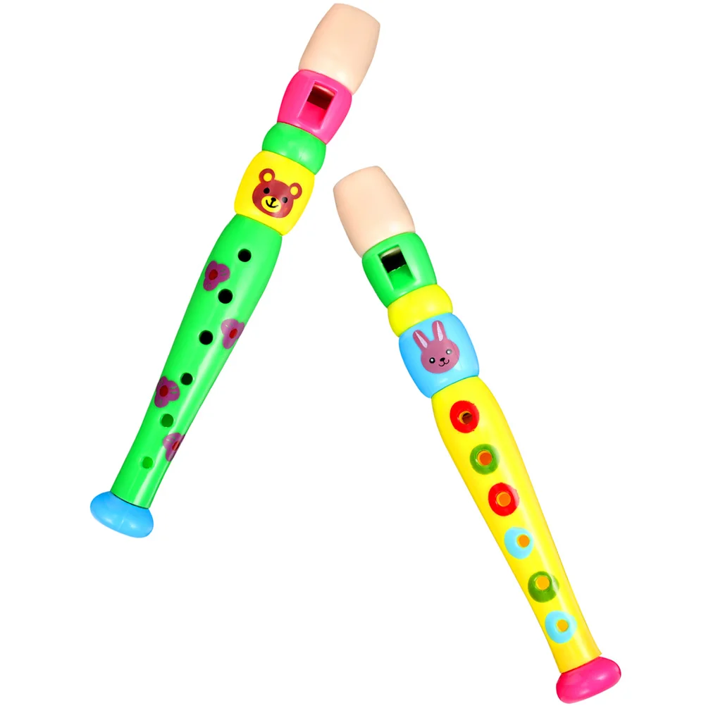 

2 Pcs Six-hole Clarinet Kids Recorder Instruments Voice Wind Toy Plastic Flute Practice Child Children’s Toys