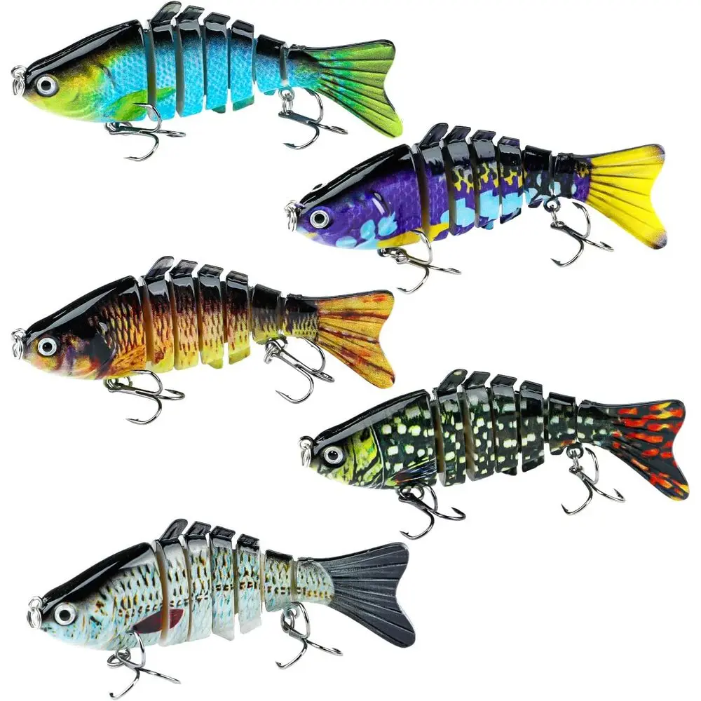 

Набор из 5 реалистичных шарниров для плавания для пресноводной рыбалки с якорными крючками, идеально подходит для окуня, форели, краппи, судака и пикаса