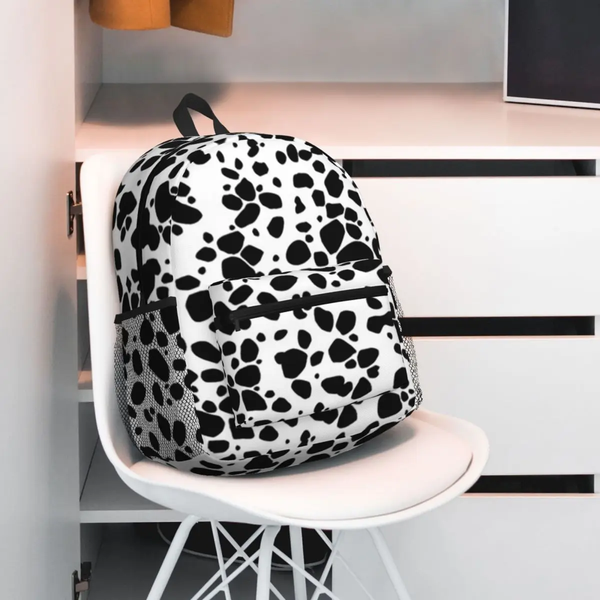 Dalmatian Dog Texture Student Backpack School Bag Hiking Travel Daypack for Men Women Bookbag Shoulder Bags