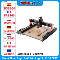 Twotrees Ttc450 Pro Cnc Router Machine 4 Axisdiy Woodworking Cutting Screen Ui Upgrade Support Switching Laser Mode 460*460*80mm