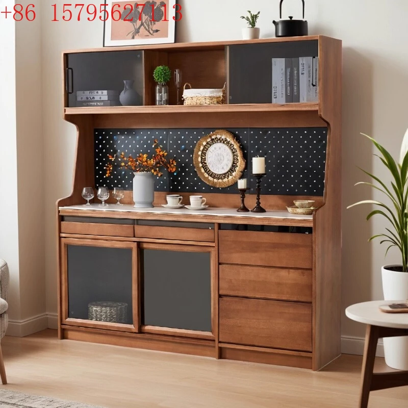 

Yunchen solid wood boxwood dining side cabinet retro Nordic medieval coffee cabinet tea locker
