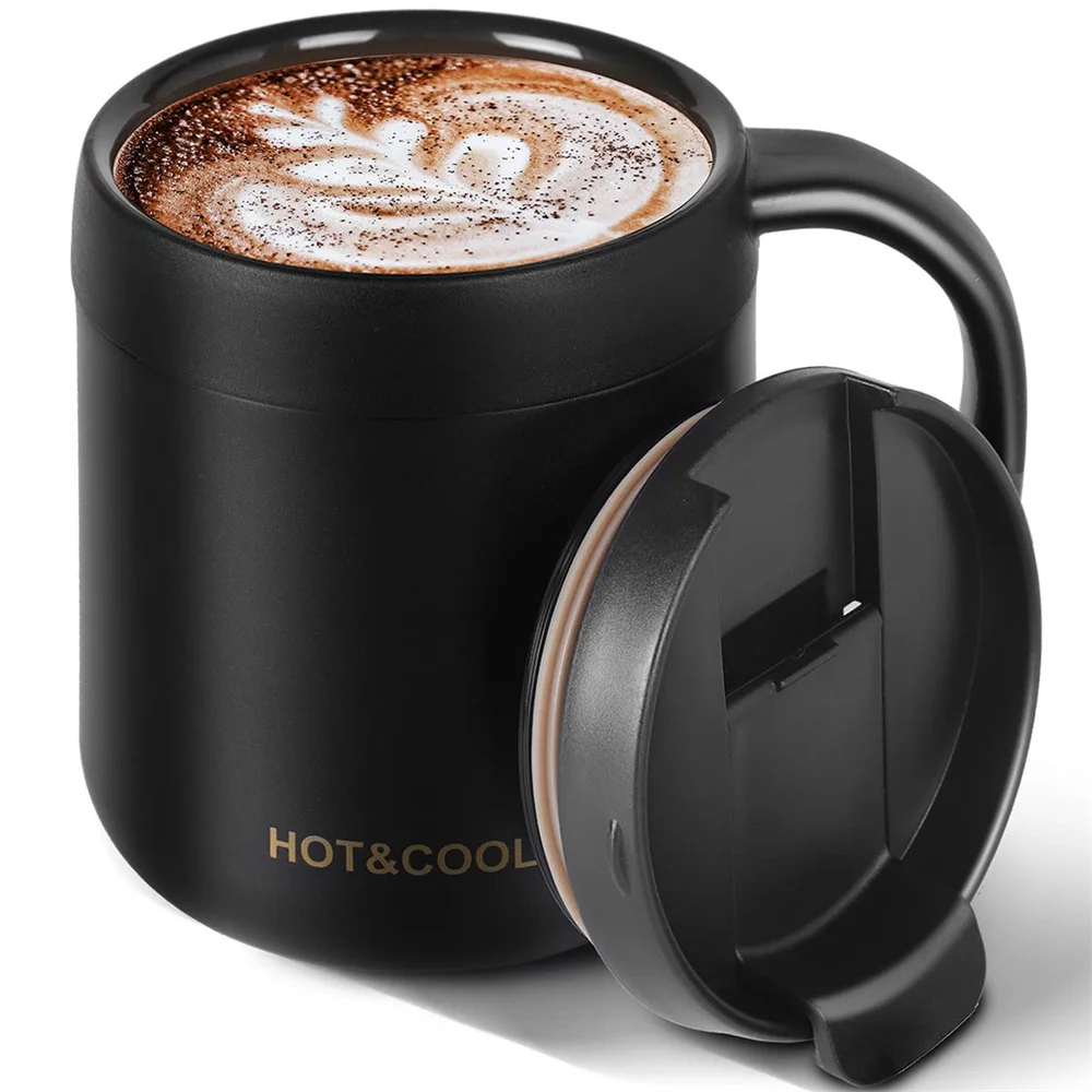 

350/500ml Insulated Coffee Mug with Handle Stainless Steel Insulated Mug Coffee Tumbler Thermos Tea Cups with Lip