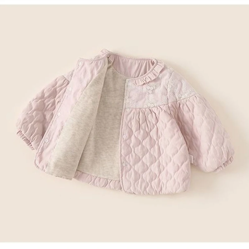 Girls' cotton jacket new top, baby's trendy autumn, winter comfortable and versatile cotton jacket for wearing outside