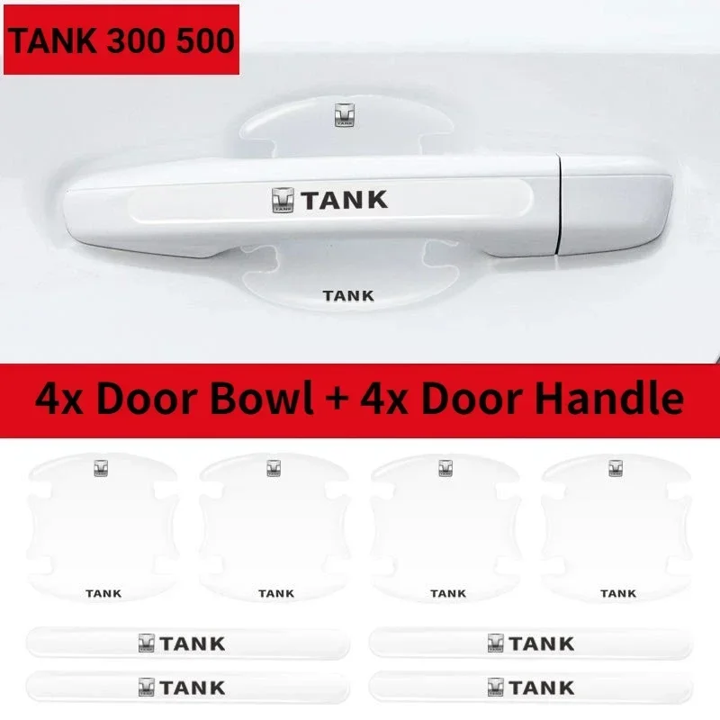 TANK 300 500 Car Wrist of Door Protection Film 8pcs Door Handle Emblem Exterior Door Bowl Sticker for GWM TANK 300 500