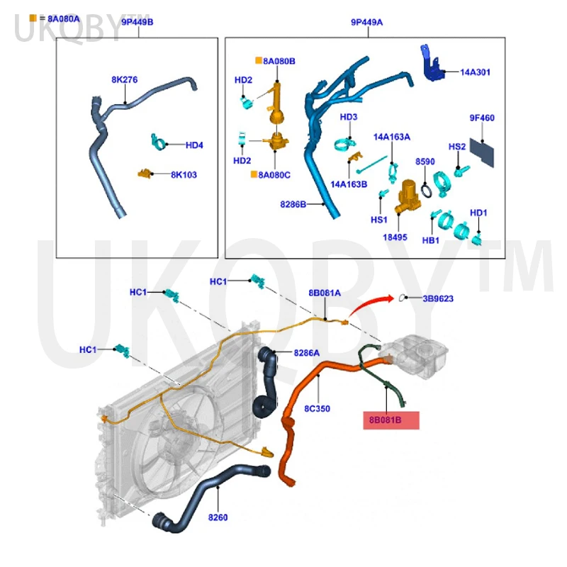 apply Fo rd Tank return pipe short BV618K012DH