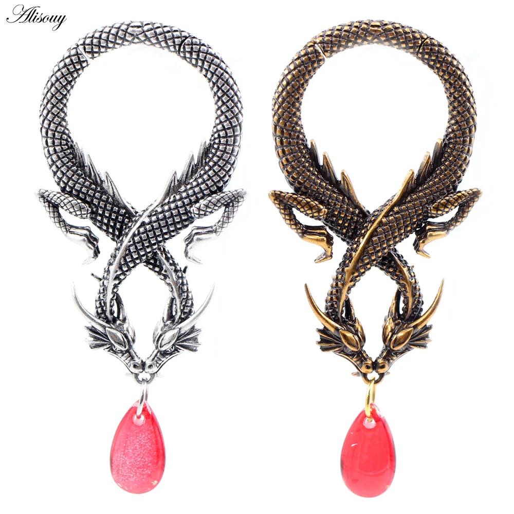 

Alisouy 1PC Retro Copper Dragon Water Drop Pendant Ear Weights Expander Stretcher Plugs Gauges Earrings Body Piercing Jewelry