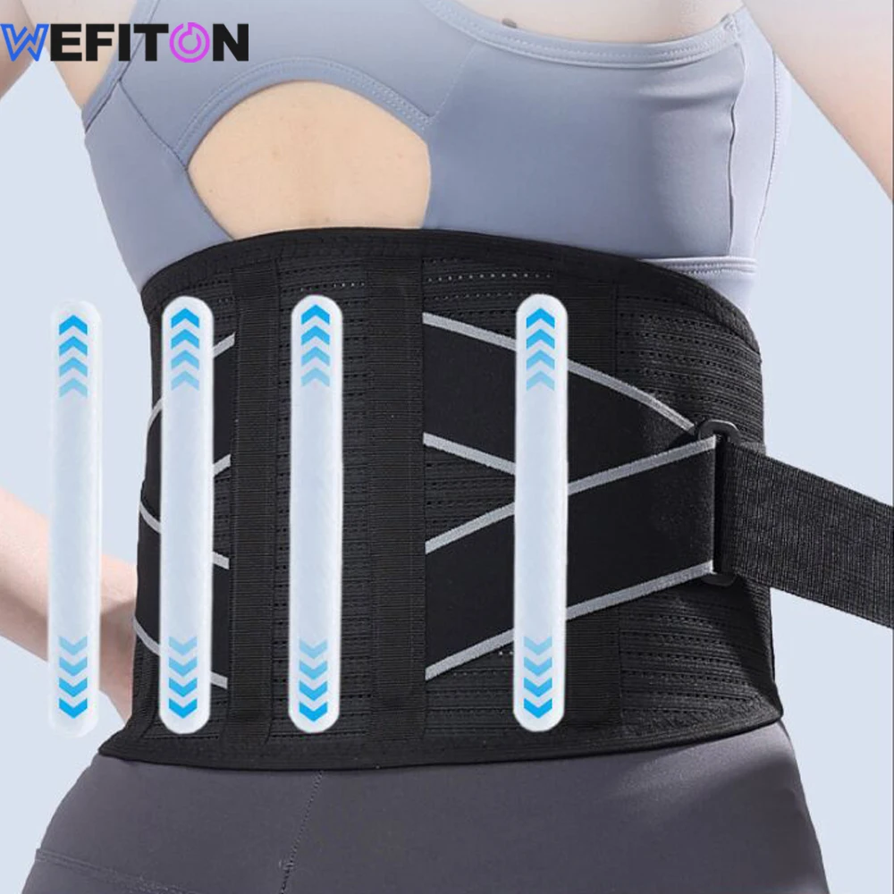 1PCS Breathable Lumbar Support Belt with 4 Support Stays for Lower Back Pain Relief Herniated Disc Office & Lifting Use