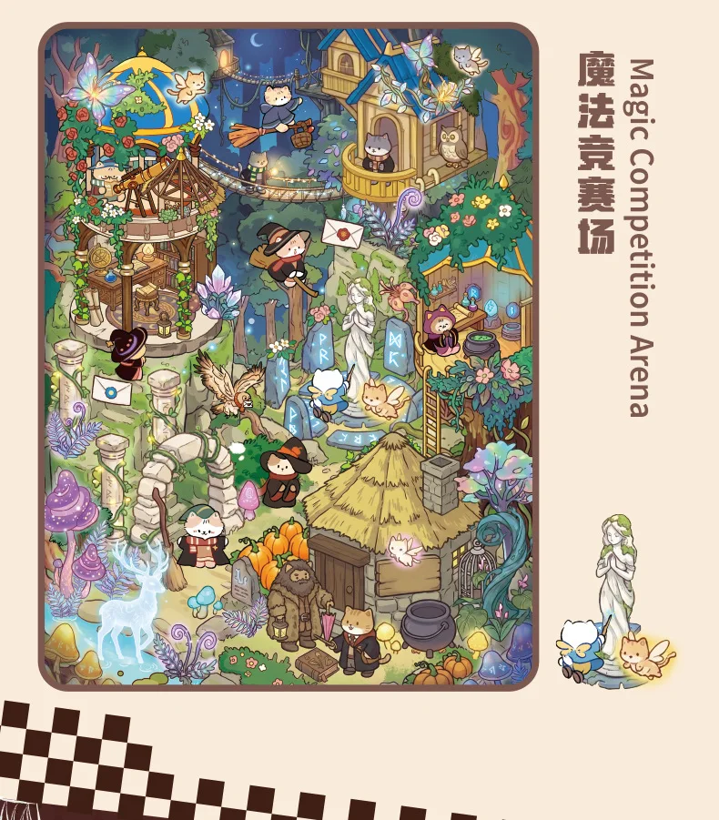 Kawaii Magic Academy 3D Magisches Zimmer Landschafts-Aufkleberbuch DIY Taschenhütten-Szene Festivalgeschenk – Detail 10