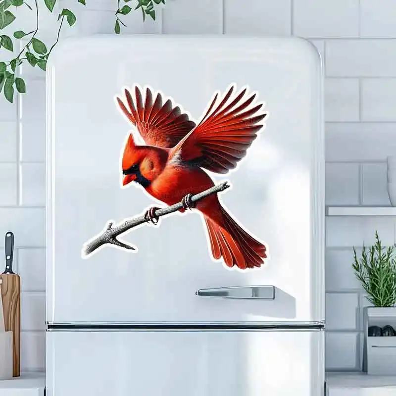 Vibrant Red Cardinal Bird Wall Stickers Natural Art Decal for Living Room Sofa Background Children's Room Decor AA319