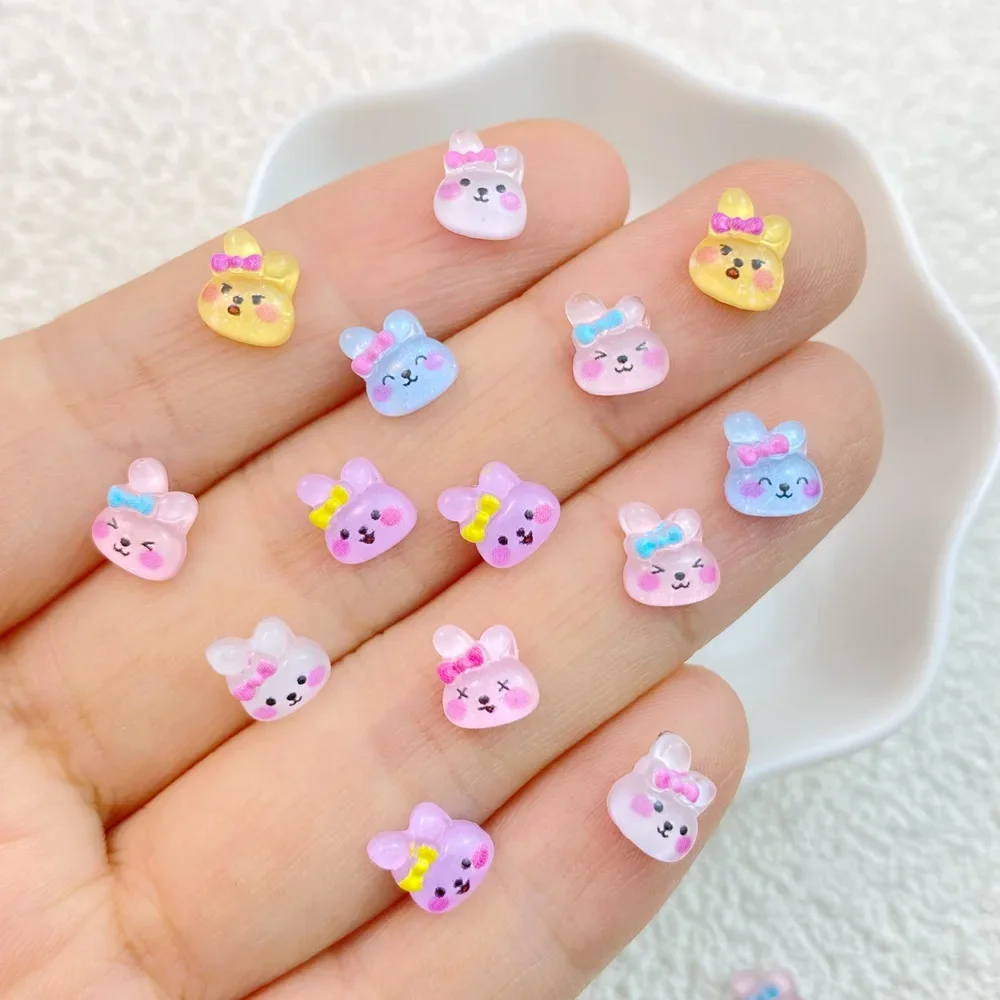 New Cute Cartoon Little Rabbit Animal Kawaii Girl Heart Decorative Accessories Super High Face Value Nail Decoration 50Pcs