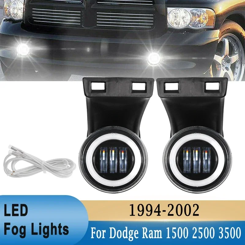 LED Fog Lights for Dodge Ram 1500 2500 3500 1994-2002 Waterproof 6500K White Light Front Bumper LED Driving Lamps DRL DOT