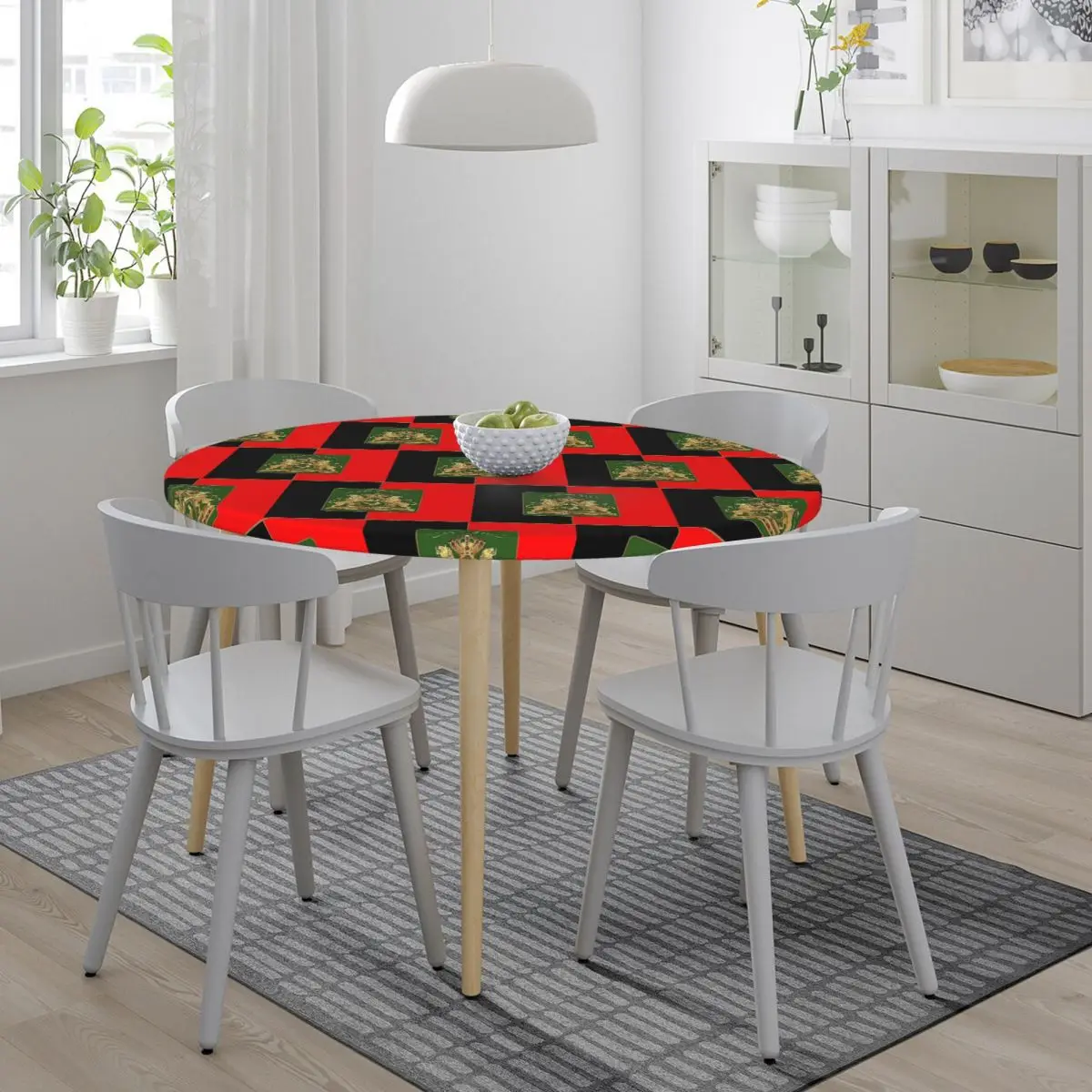 Haitian Independence Flag Waterproof Round Tablecloth Oilproof Table Cloth for Kitchen Events Dining Table Cover