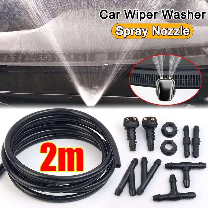 DIY All in One Car Wiper Washer Hose Set Wipers Spray Hose Fitting Car Windshield Washers Nozzle Washers Connection Hoses