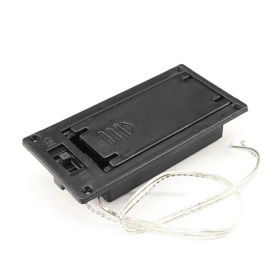 AAA Battery Holder Case AAA Box with Leads with ON/OFF Switch Cover 2 Slots Standard Battery Container