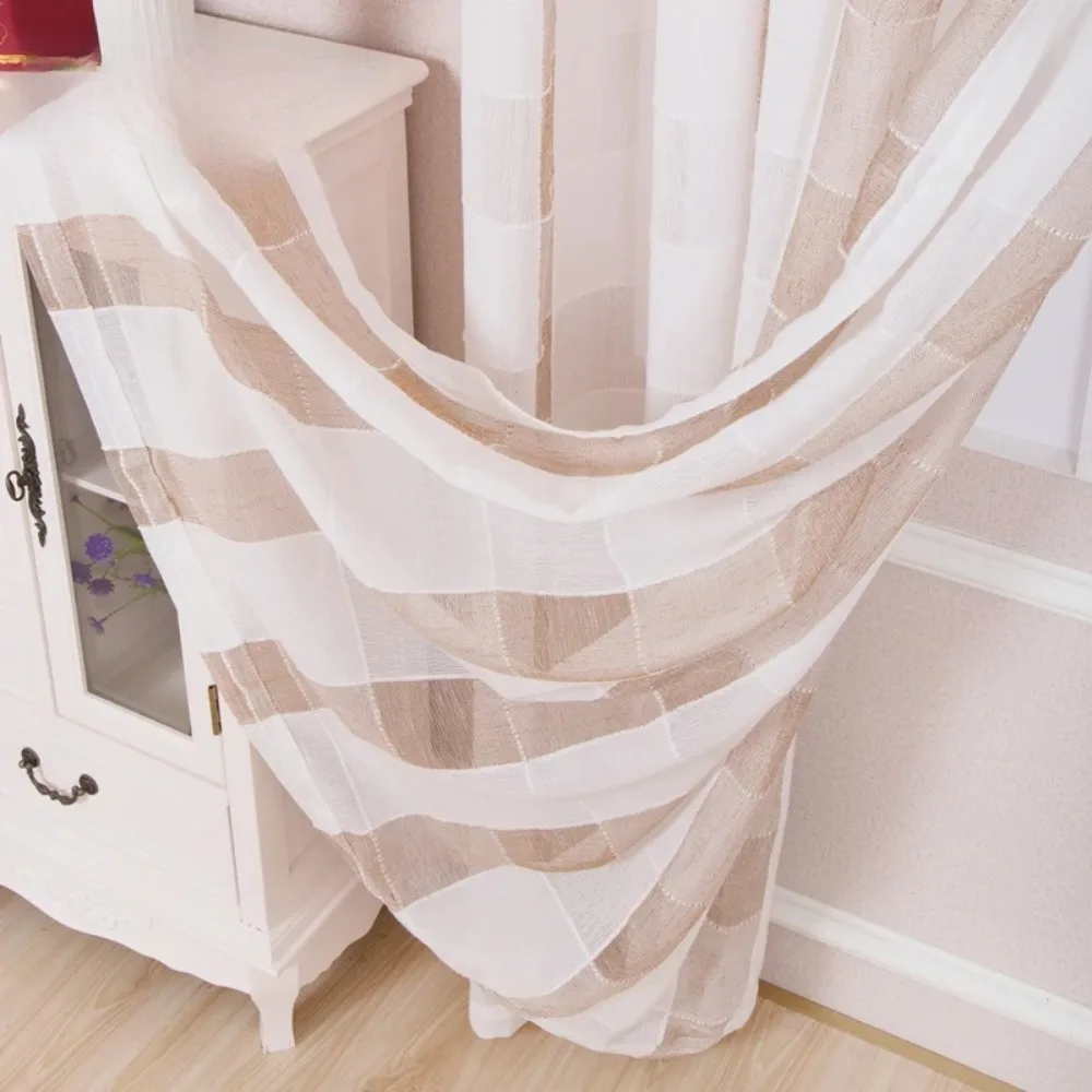Modern Cotton Linen Living Room Window Tulle Kitchen Organza Voile Jacquard Curtains Doors for Bedroom Curtain Drapes