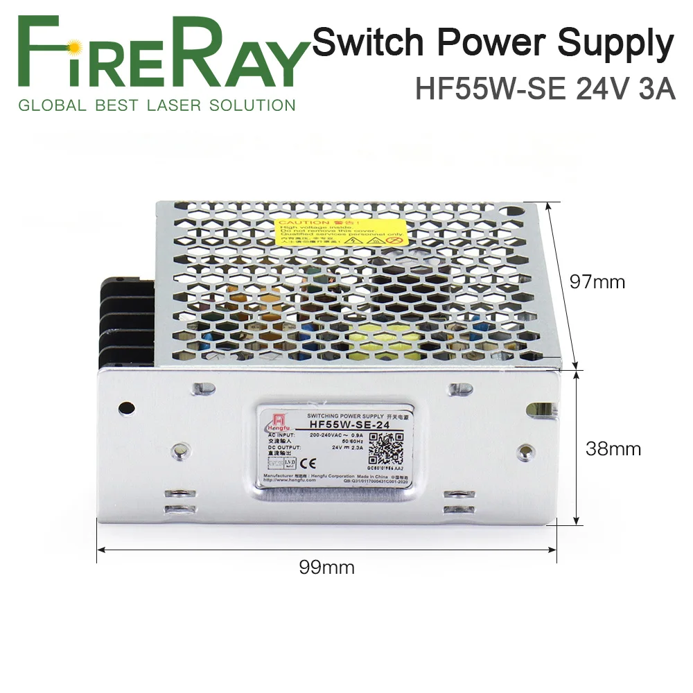 FireRay HF55W-SE-24 Switch Power Supply DC24V 2.3A 55W 5V-48V Single Output for Industrial Control and Display Screen