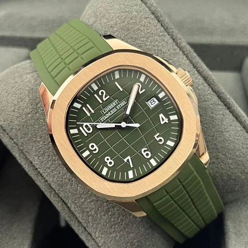 Imagen 2 del producto Reloj mecánico completamente automático LINBERT2025 de oro rosa para hombre, reloj con correa de silicona resistente al agua de acero luminoso de marca de lujo genuina