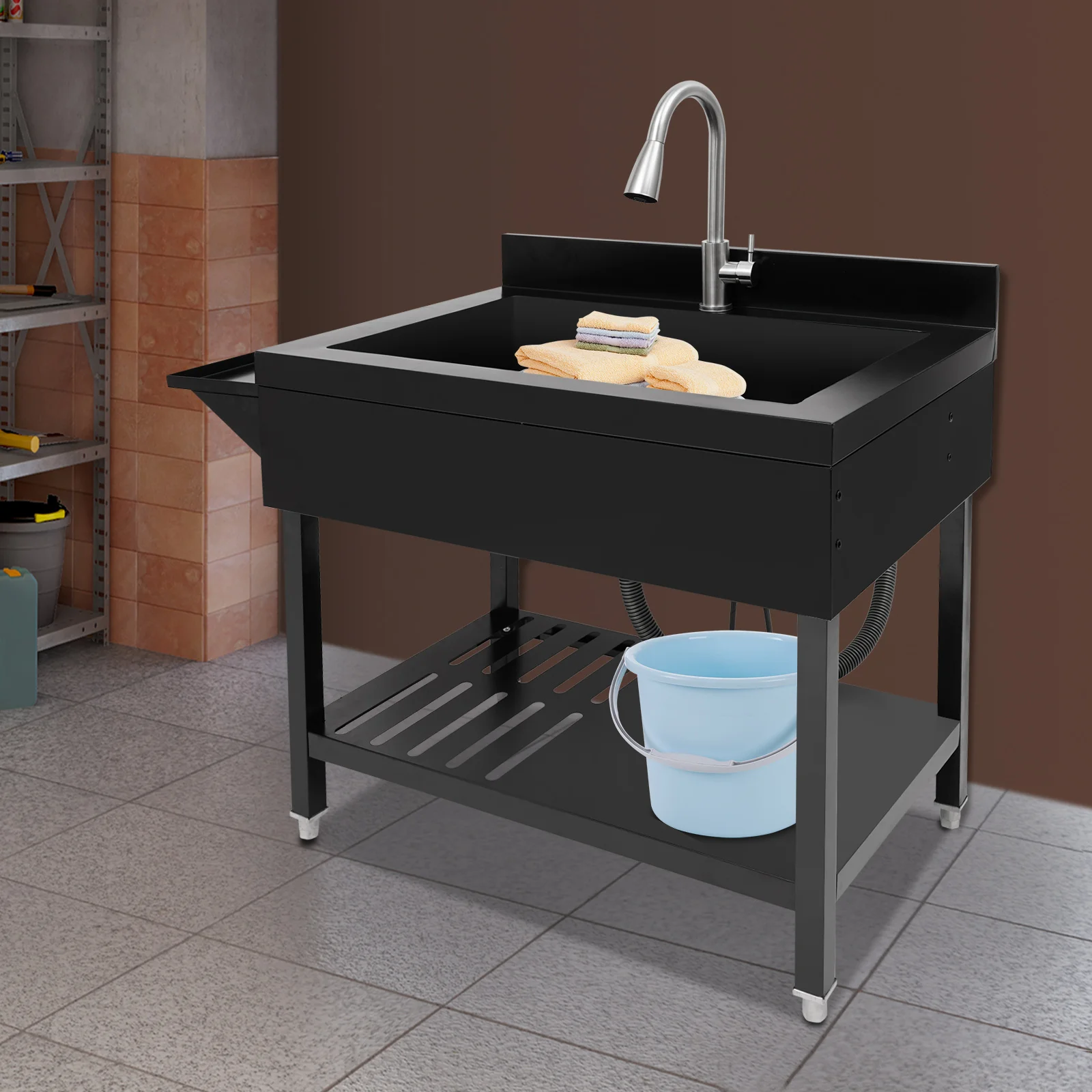 

Single Bowl Kitchen Sink Stainless Steel Sink Kitchen Sink with Pull-Out Faucet Kitchen Sink