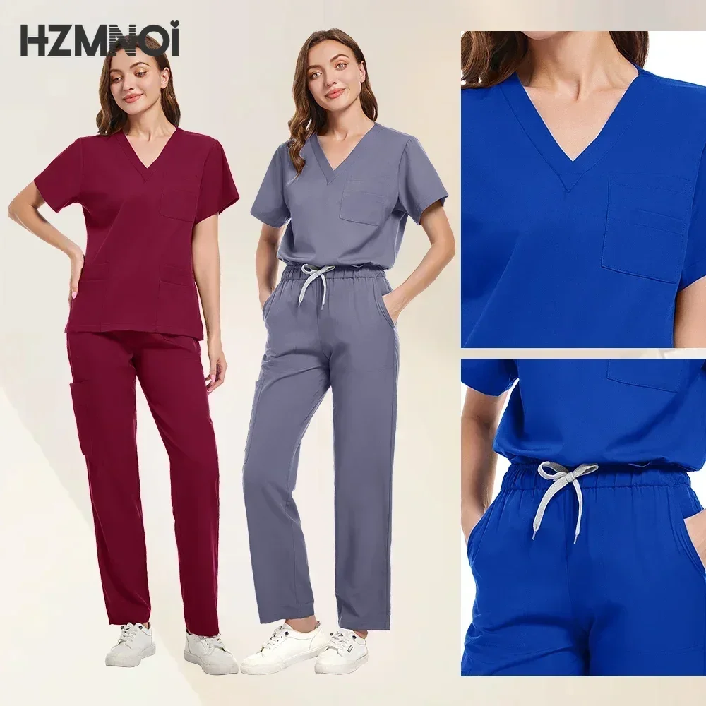 Uniforme médico Unisex, traje de manga corta con cuello en V y pantalón para correr, uniforme para enfermería quirúrgica, ropa de trabajo médica Multicolor para médico y enfermera