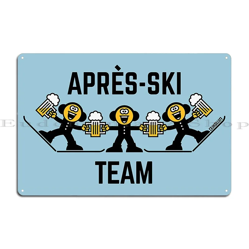 Ski Team Trio Beer Caricature 3c Roderix Metal Plaque Poster Decoration Character Party Garage Wall Decor Tin Sign Poster