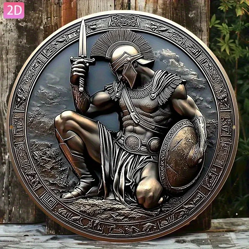Wall Decor Art Metal Greek Warrior Shield Armor Vintage Retro Garden Home Bar Cafe Wall Art