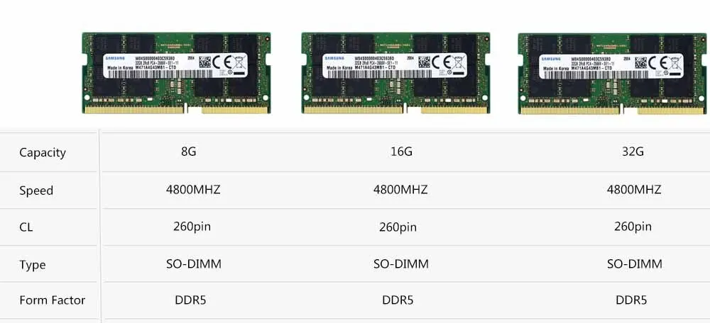 サムスンノートブックddr5 ram 8gb 16gb 32gb ram 4800mhz 5600mhz so dimm 260pin dell lenovo asus hpメモリスティックラップトップコンピューター用