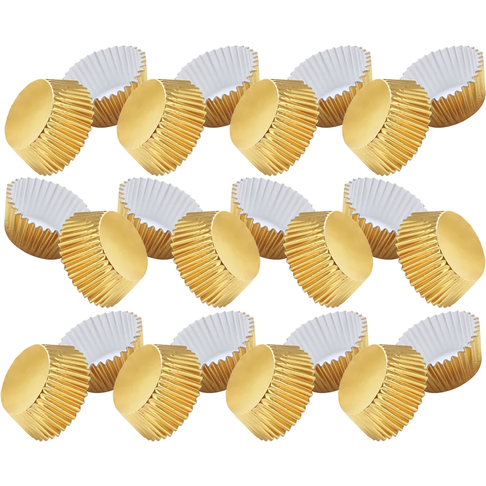

200pcs Cupcake Liners Elegant Cake Paper Mold Aluminum Foil Cups Bright Golden Baking Tray Molds Kitchen Bar Supplies