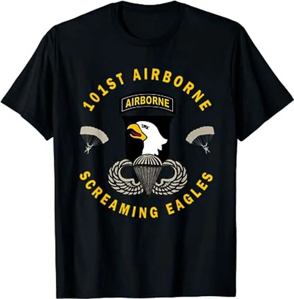 101st Airborne Paratrooper US Army Veteran Vintage Black T-Shirt High Quality 100%Cotton Short Sleeve