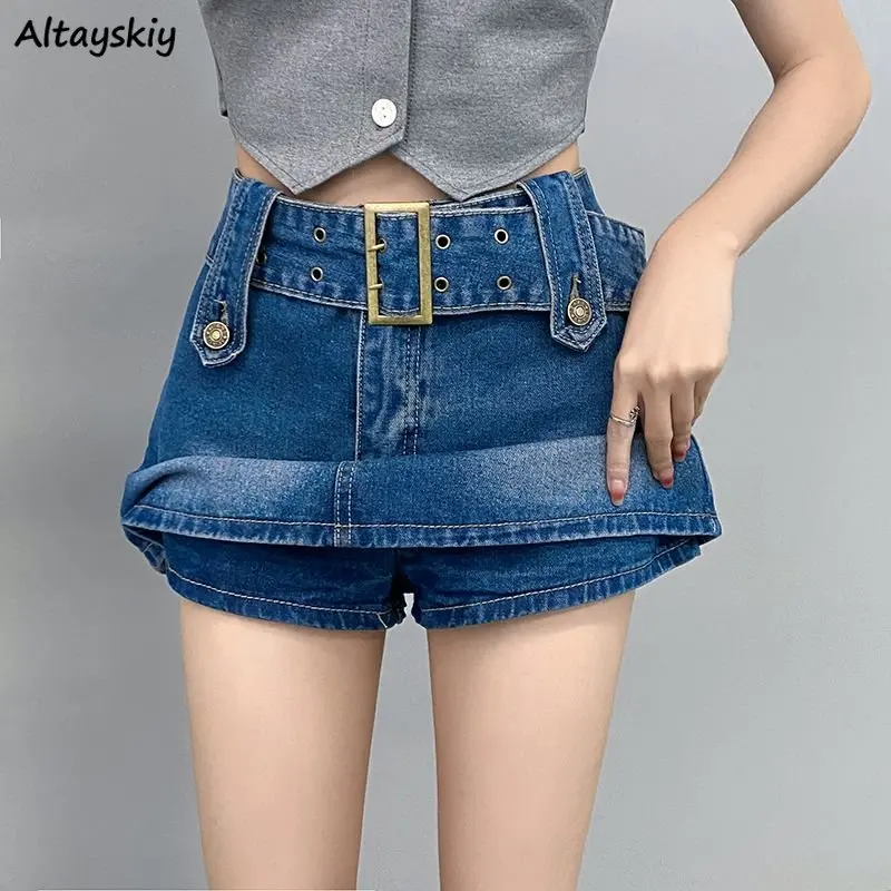 

Denim Shorts Women Belt Cool Simple Temperament Hotsweet Ladies All-match Creativity New Korean Style Summer Graceful Fashion