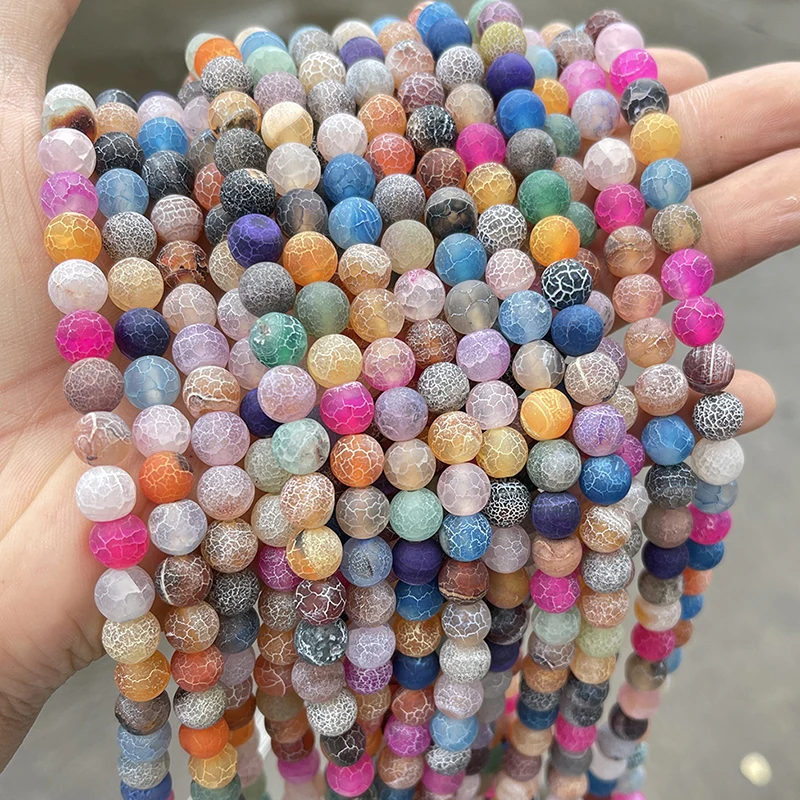 4 6 8 10mm Natural Mixed Color Weather Agates Stone Beads Round Loose Spacer Beads For Jewelry Making DIY Bracelet Necklace