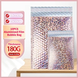 10Pcs Laser Bubble Mailers Padded Poly Mailers Rose Gold Holographic Cushion Envelopes Seal Closure Envelopes Shipping Bags