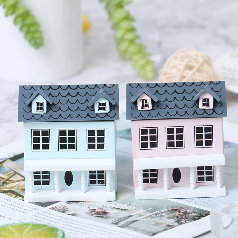 1:12 Dollhouse Miniature Wooden Little House Model Lovely Villa Doll House Decor