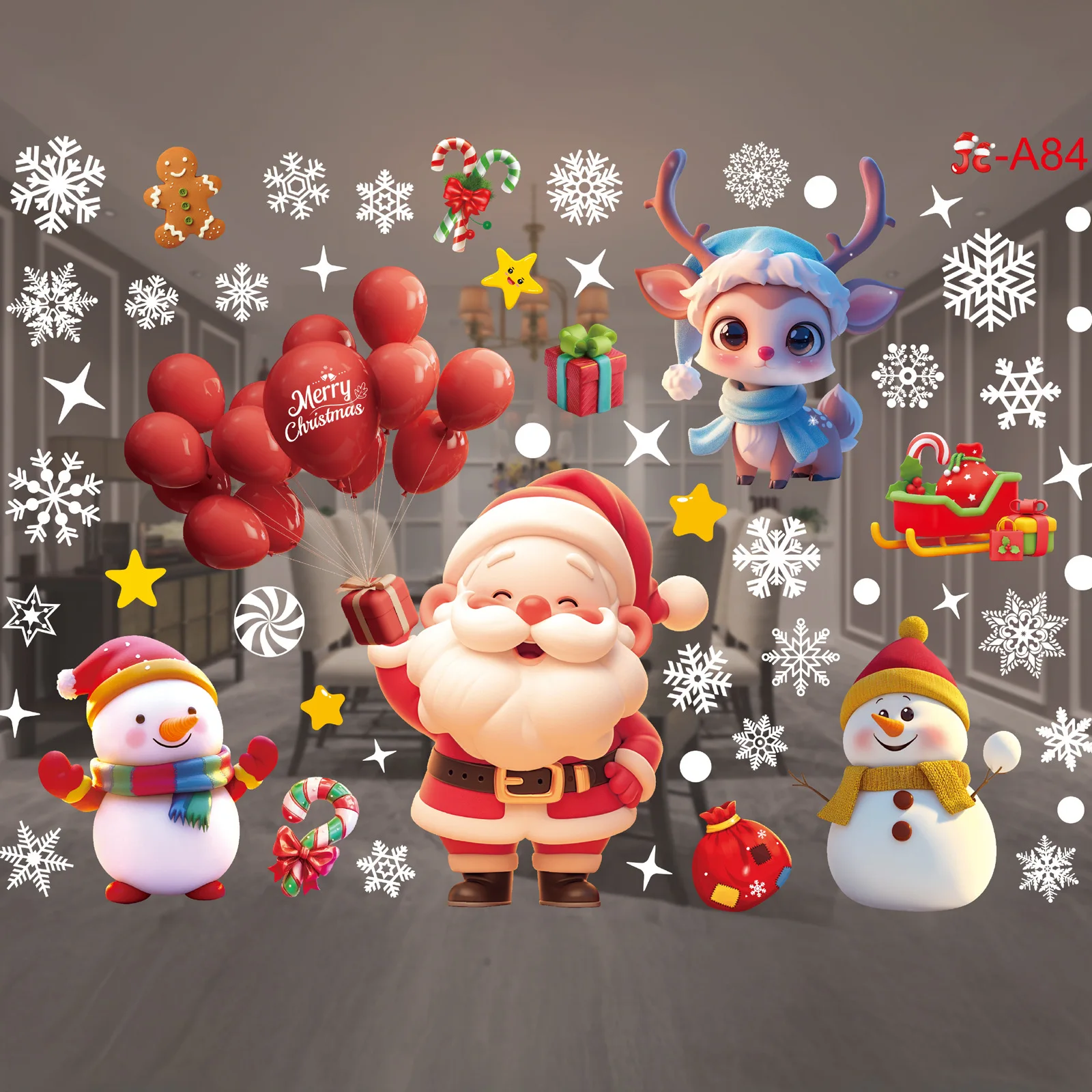Merry Christmas Wall Sticker Window Glass Merry Christmas Decor for Home Living Room Wall Decor 2026 Happy New Year Sticker
