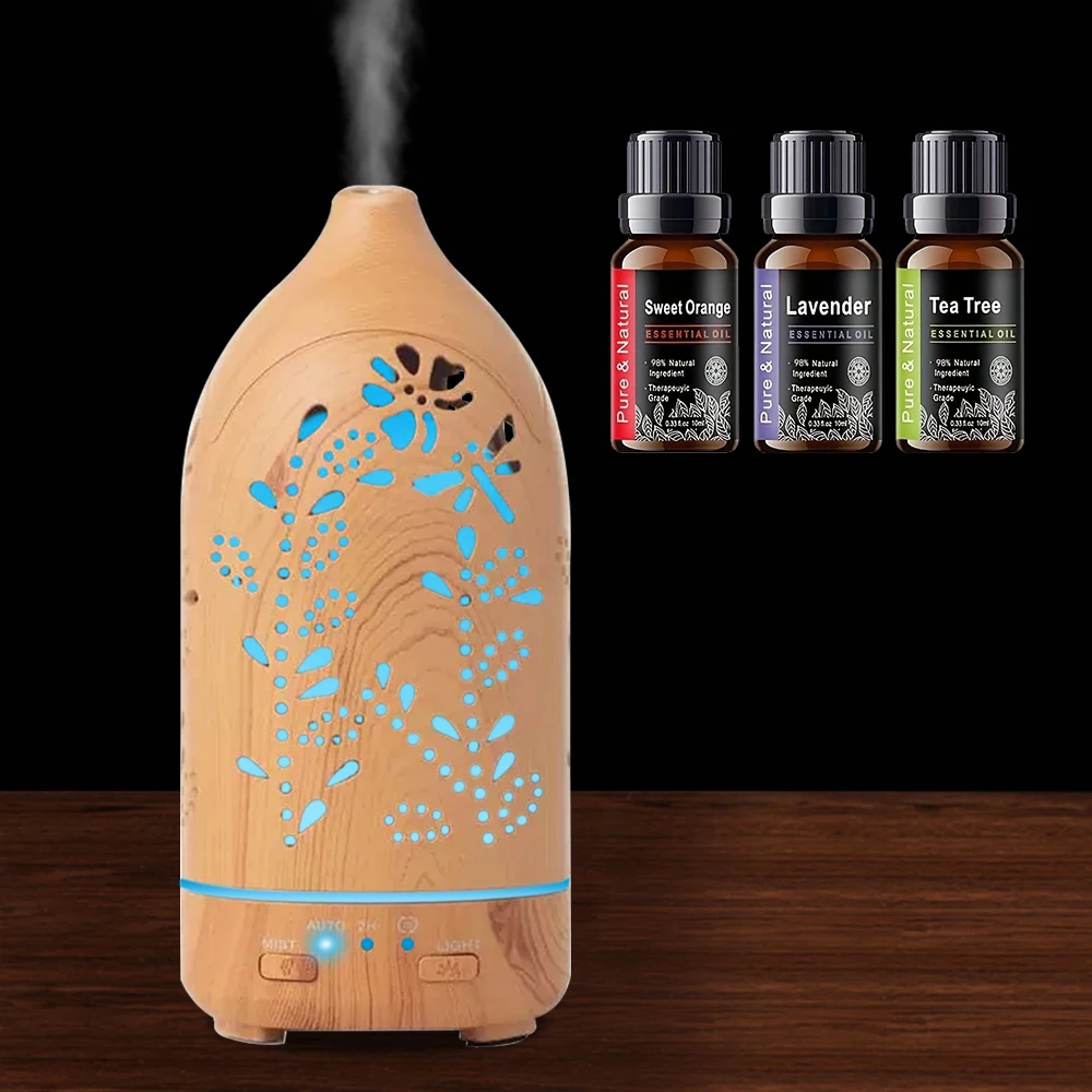 Ultra Quiet Humidifer Lavender Design Aromatherapy Diffuser with 7 Color LED Mood Light & Auto ShutOff Ideal for Home Relaxation