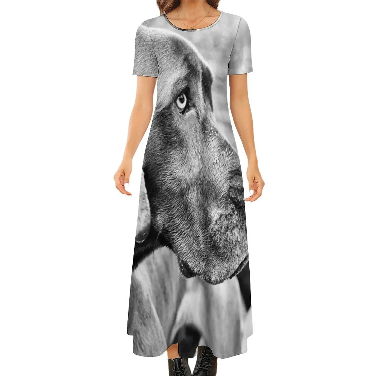 

Blue Black Great Dane Round Neck Short Sleeve Dress Women"s summer dress women party dresses dress women summer 2024