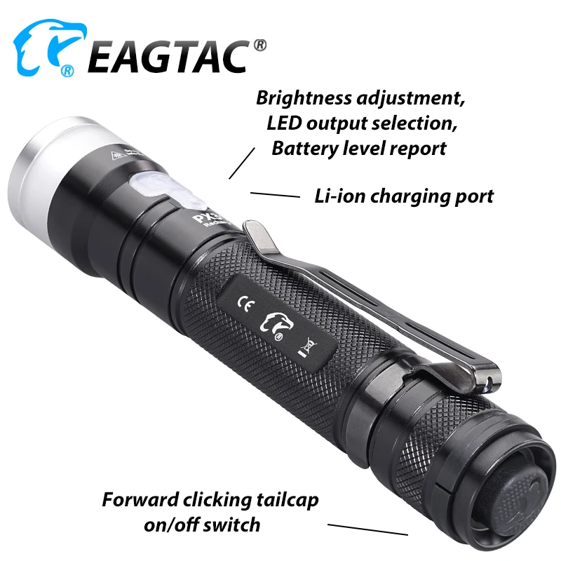 EAGTAC PX30LC2-DR الناشر XPL HI LED 1760 Lm USB مصباح يدوي قابل لإعادة الشحن Nichia 219C 18650 وشملت CR123A التخييم القراءة