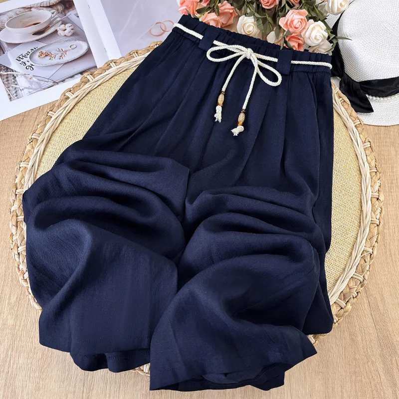

Navy Blue Pants for Women, Summer Thin Loose Fit, Comfortable Versatile Pants, Vintage Straight-Leg Pants