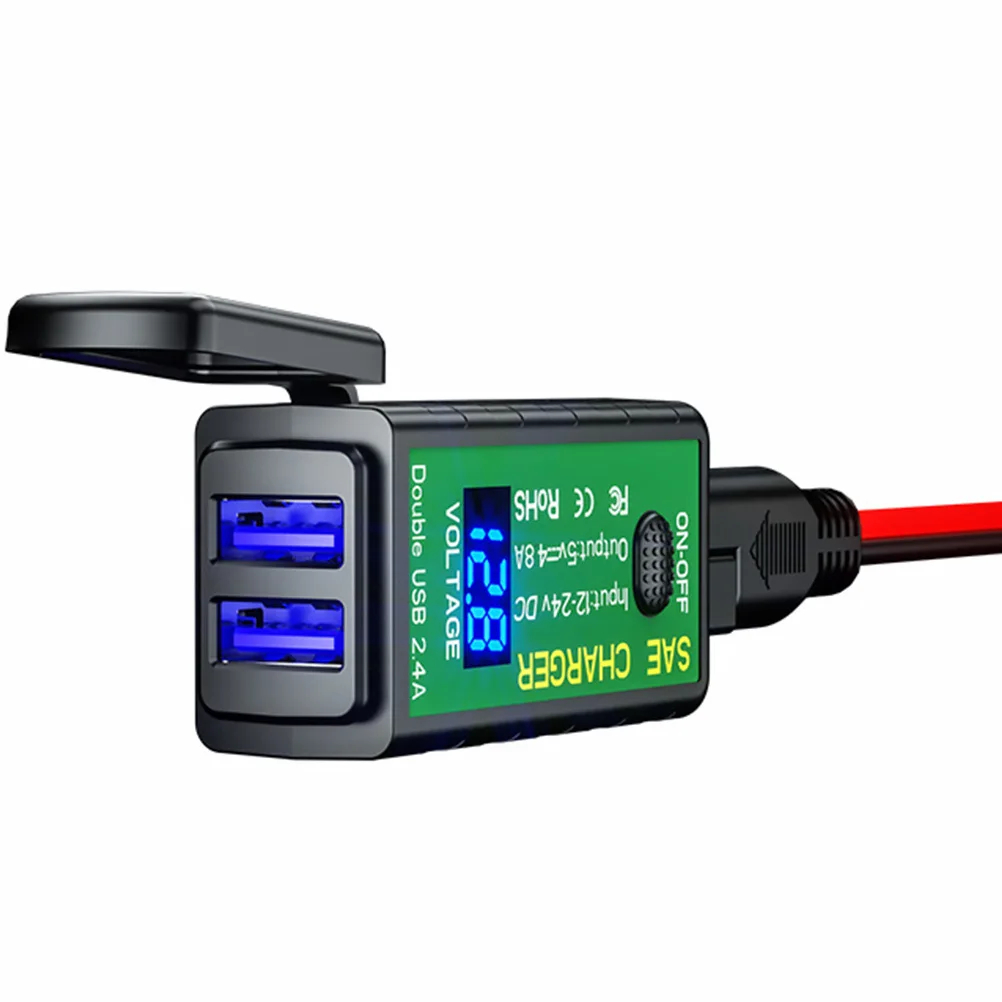 

1Pcs Dual USB Motorcycle Mobile Phone Charging Supply High Quality PP Material Motorbike Power Adapter Dual Output Phone