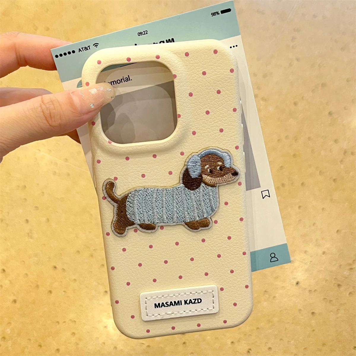 

Korean polka dot dachshund suitable for iphone16promax apple 15 mobile phone case 12 all-inclusive anti-drop 13pmprotective case