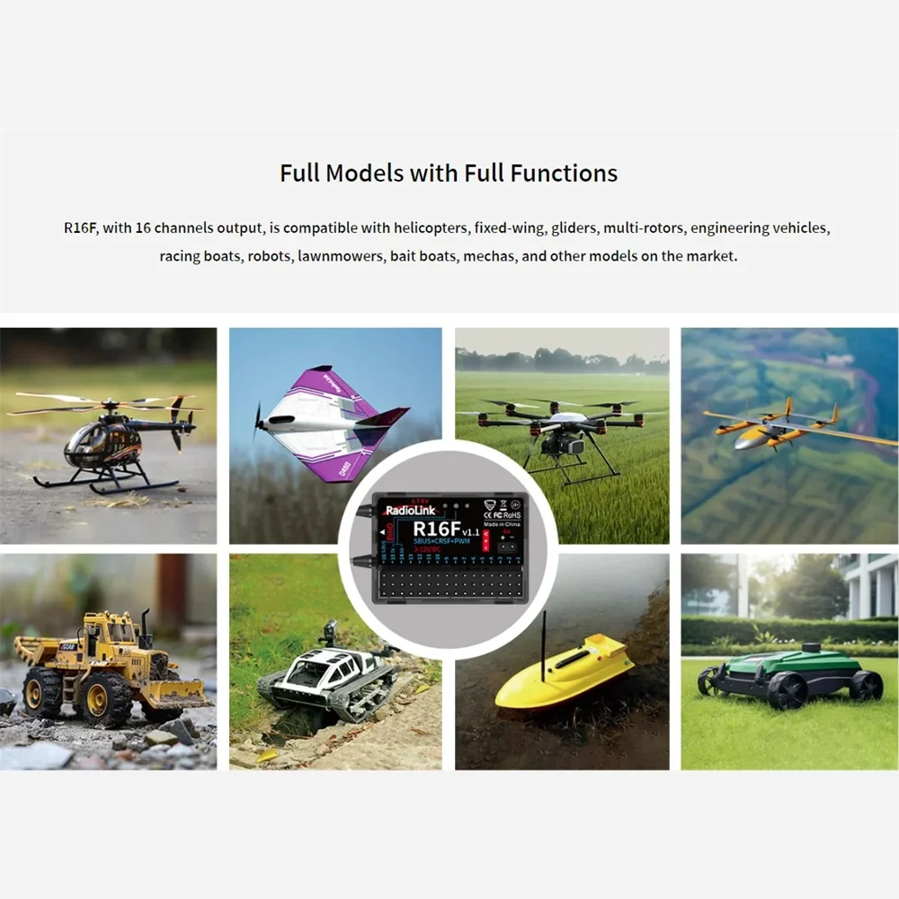 RadioLink R16F 2.4GHz 16CH Receiver Supports SBUS CRSF PWM for T16D/T12D/T8FB/T8S/RC8X/RC6GS V3/RC4GS V3 Radios view 2