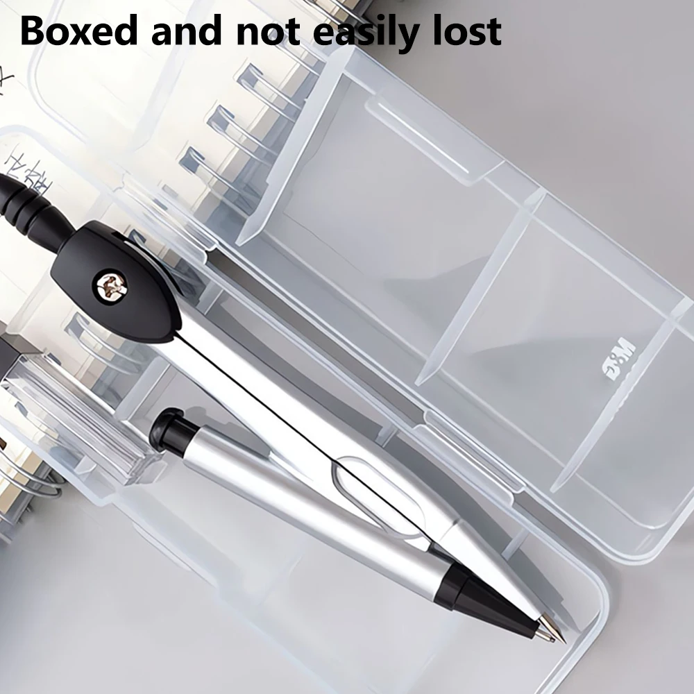 M&G Silver Grey Metal Compass Set Circle Gauge with Lead Core for Exam Drawing School Stationery
