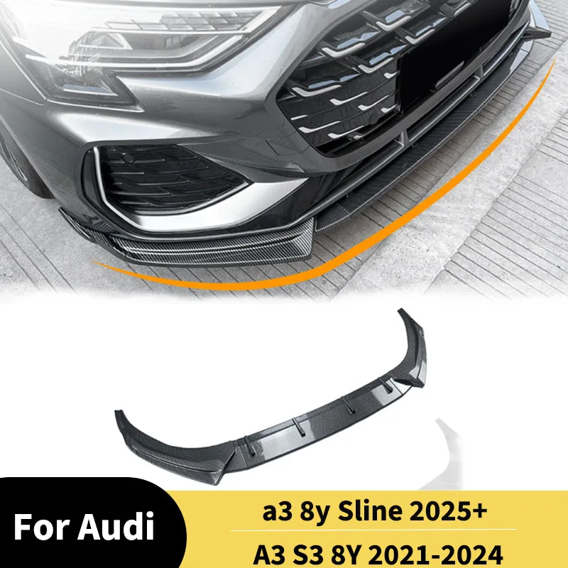 

For Audi A3 8Y 2021 2022 2023 2024 2025 Car Front Bumper splitter Blade Accessories Front Spoiler Body kit Guard Board Tuning