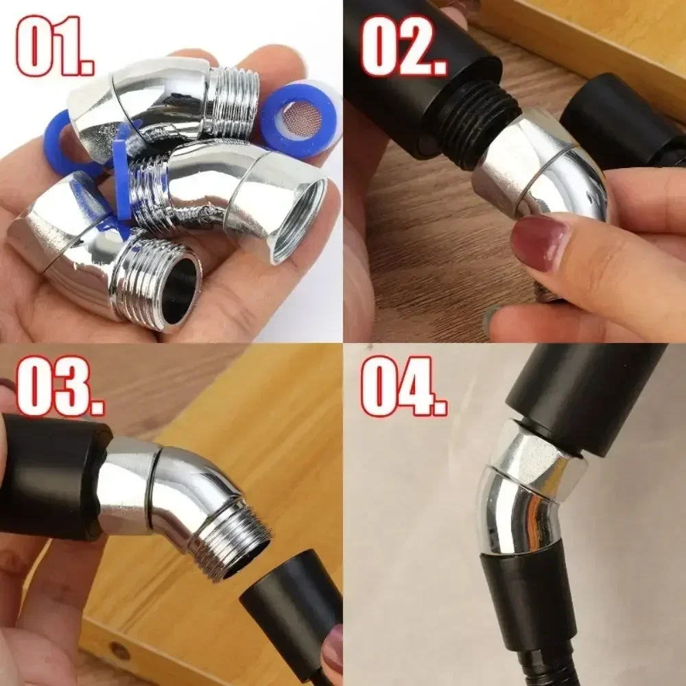 135 Degree 1/2-inch Elbow Showerhead Angle Adjuster Shower Angle Controller Shower Elbow Adapter Shower Arm Extension Connector