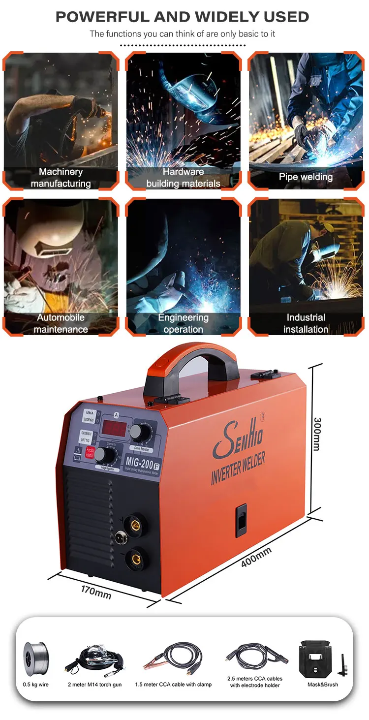 Functional 3 in 1 MMA MIG Cut GASLESS welding wire machines portable 200A 220V aluminium mig welding machine