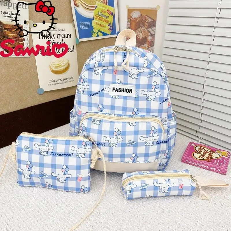  Hello Kitty New Girls' Schoolbag 3-piece Set Fashionable Girls' Backpack Cartoon Cute Large Capacity Children's Schoolbag