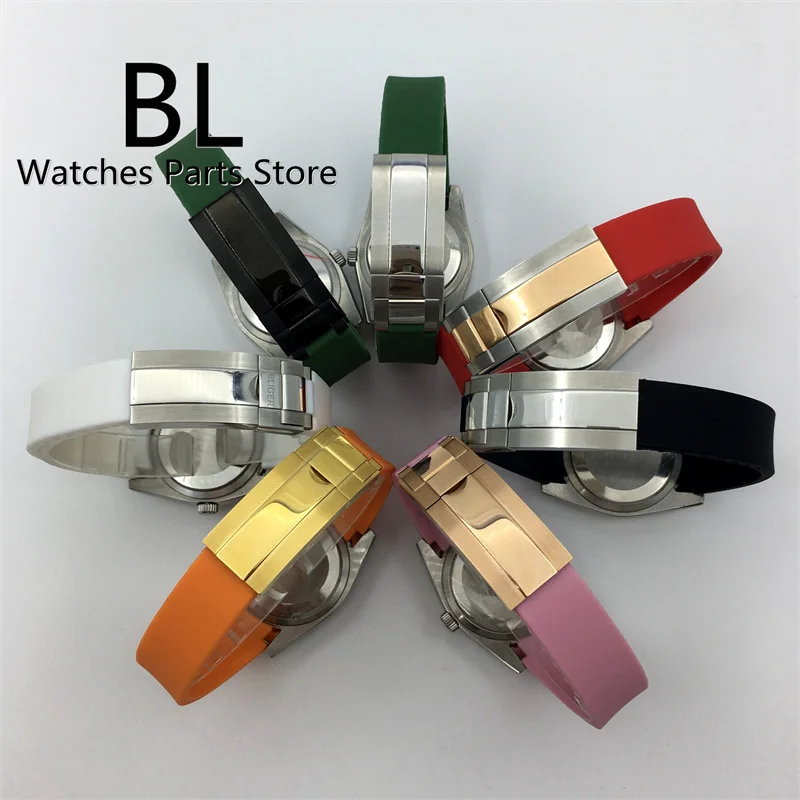 BLIGER 36mm/39mm Fashion Watch Multicolor Dopamine Color Rubber Strap RED Orange Pink Dial Green Luminous NH35 Movement Sapphire