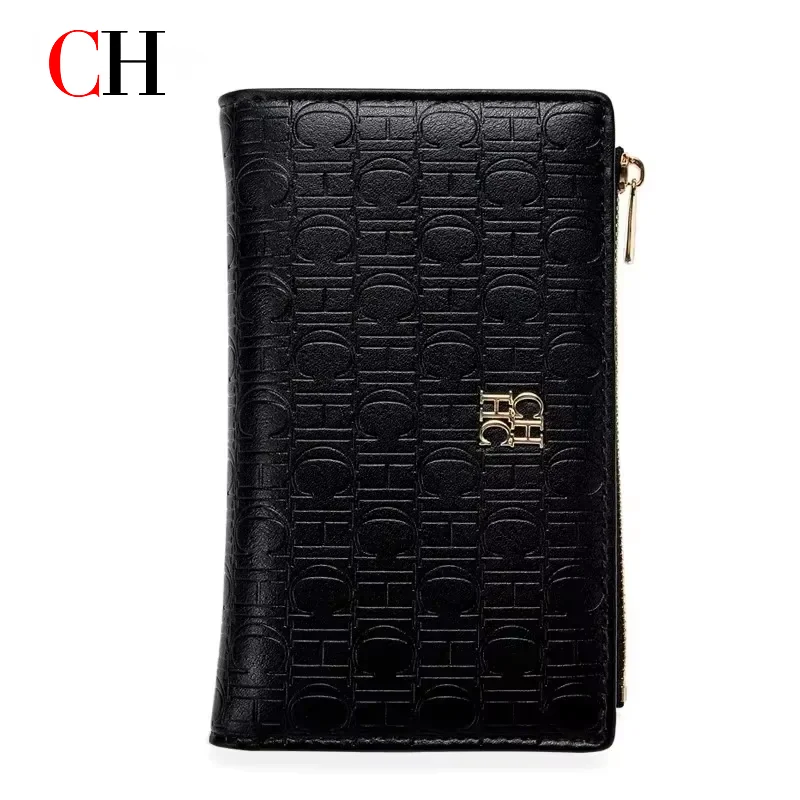 CH Brand Damen-Geldbörse, luxuriöse, geprägte PU-Leder-Geldbörse mit Reißverschluss, Kartenhalter, Clutch-Tasche für Damen