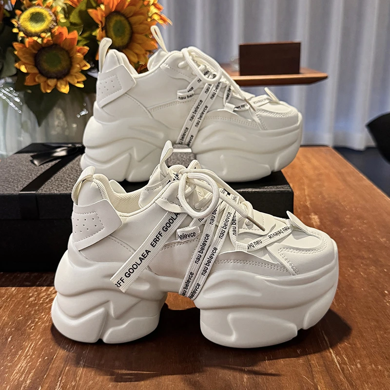 New Fashion Women Tennis Shoes Chunky Sneakers for Women Spring Autumn Thick Bottom Dad Shoe Ladies PU Leather Platform Sneakers