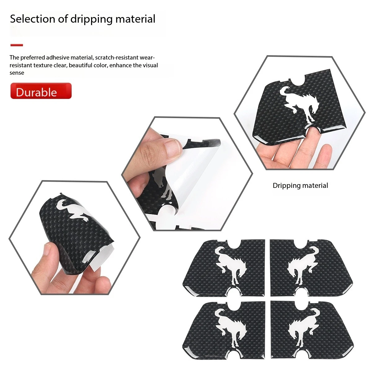Suitable for Ford Bronco special drop glue carbon fiber pattern car interior door bowl handle decoration protection sticker modi